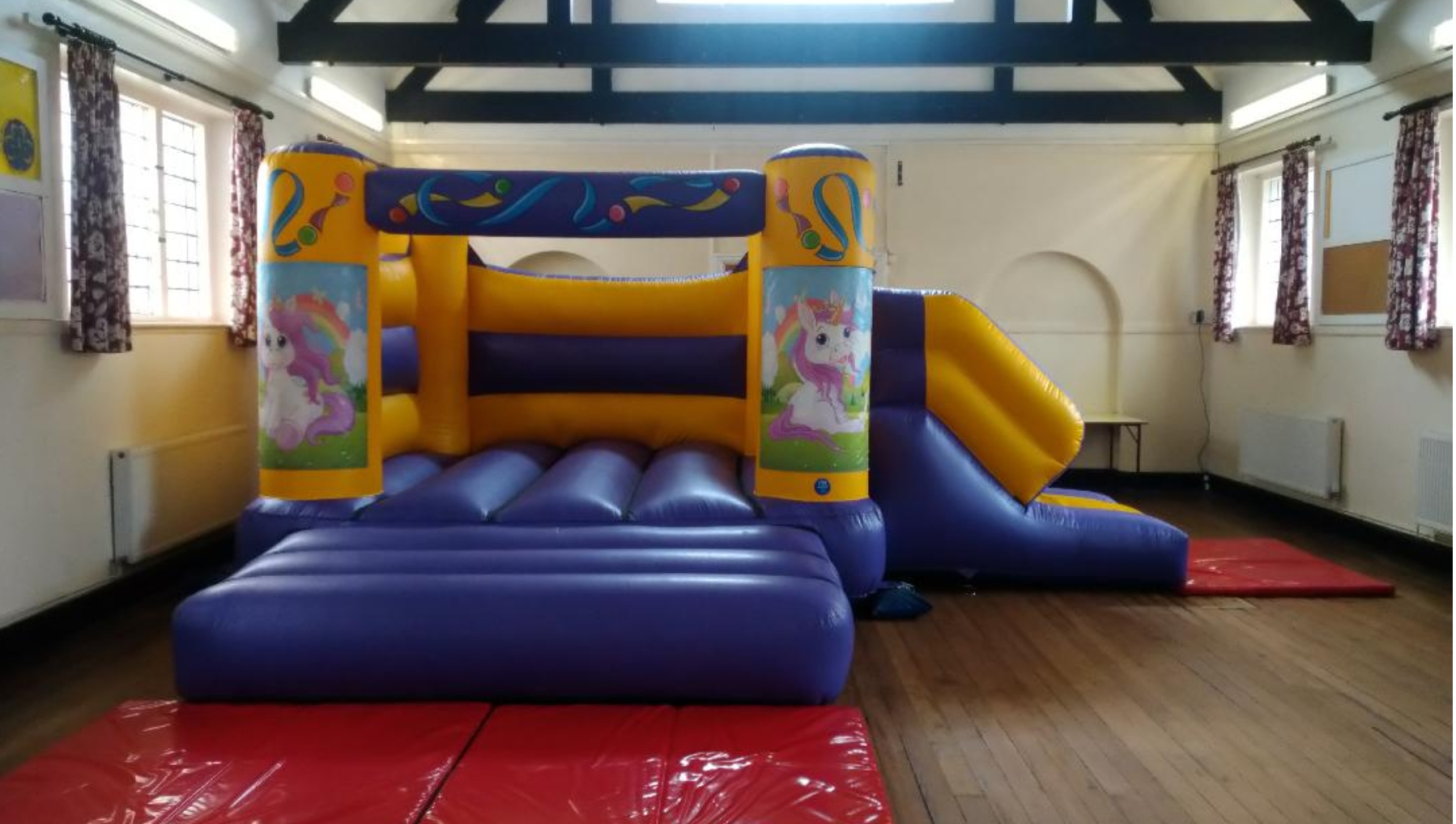 Indoor Only Castle Purple & Yellow With Side Slide Unicorn